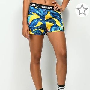 Adidas X Farm yellow & blue leaf track shorts